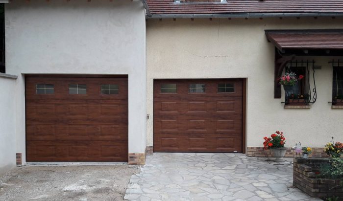Porte de garage sectionnelle sur mesure avec petits bois